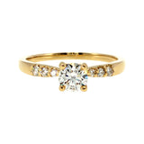 Anillo "Río L" oro amarillo 14K, diamante lg 0.41ct H&A IGI