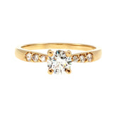 Anillo "Río L" oro amarillo 14K, diamante lg 0.43ct H&A IGI