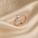 Anillo "Río L" oro rosa 14K, diamante lg 0.36ct