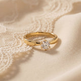 Anillo "Río 6 uñas" de oro amarillo 14K, diamante lg 0.50ct H&A IGI