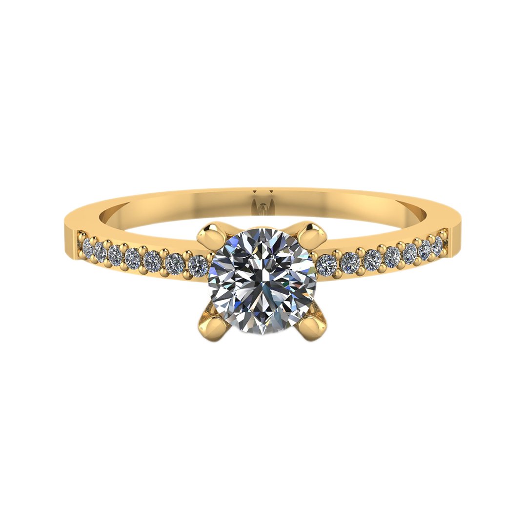 Anillo 14k oro amarillo tipo Nilo cuadrado con diamantes laterales 0.32 cts H&A - MYP Joyeros