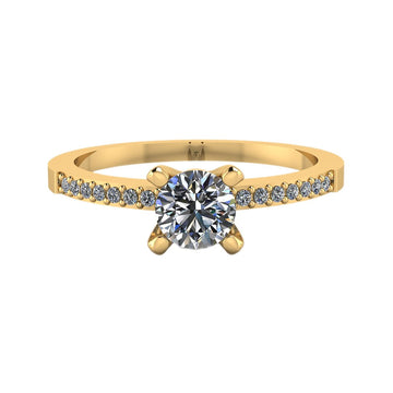 Anillo 14k oro amarillo tipo Nilo cuadrado con diamantes laterales 0.32 cts H&A - MYP Joyeros