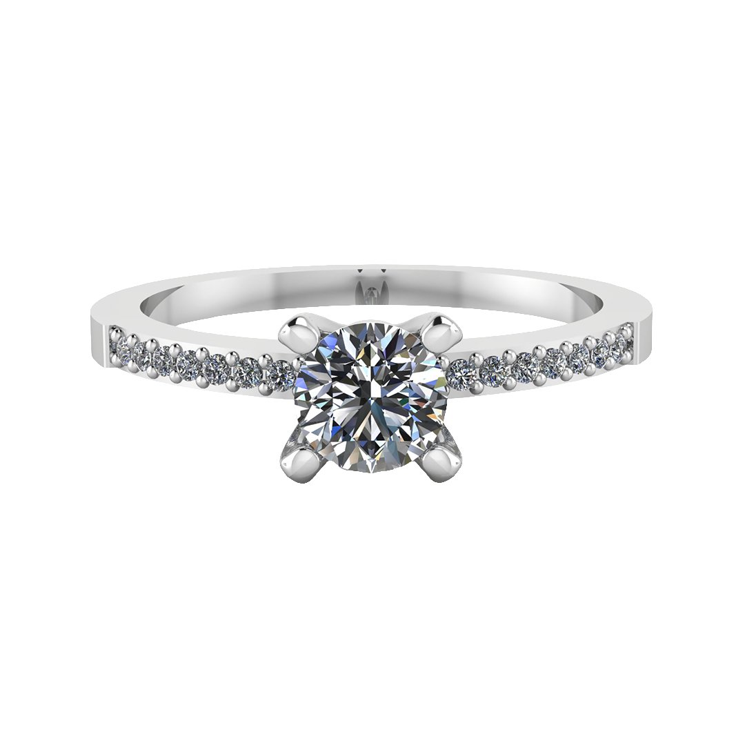 Anillo 14k oro blanco tipo Nilo cuadrado con diamantes laterales 0.38 cts H&A - MYP Joyeros