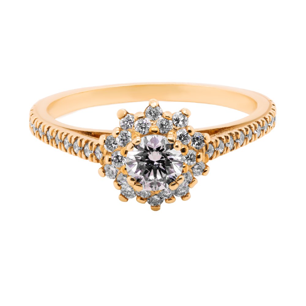 Anillo en oro 14k con diamante round 0.31ct + 40ctw - MYP Joyeros