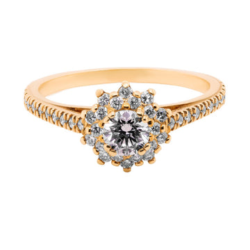 Anillo en oro 14k con diamante round 0.31ct + 40ctw - MYP Joyeros