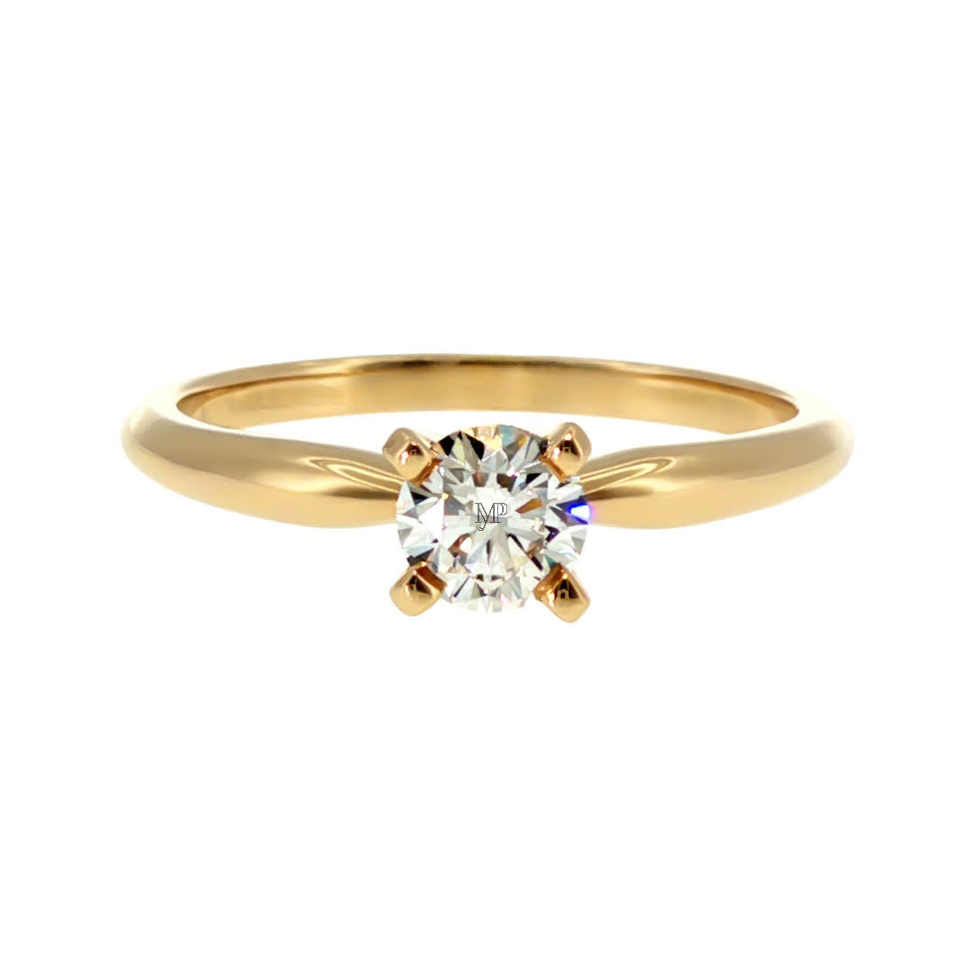 Anillo "Lena" oro amarillo 14K, diamante lg 0.38ct H&A IGI