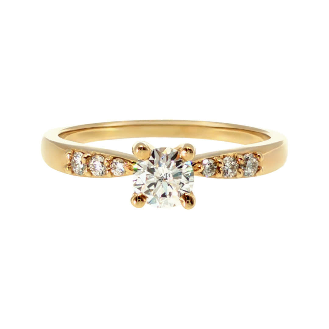 Anillo "Río L" oro amarillo 14K, diamante lg 0.32ct IGI