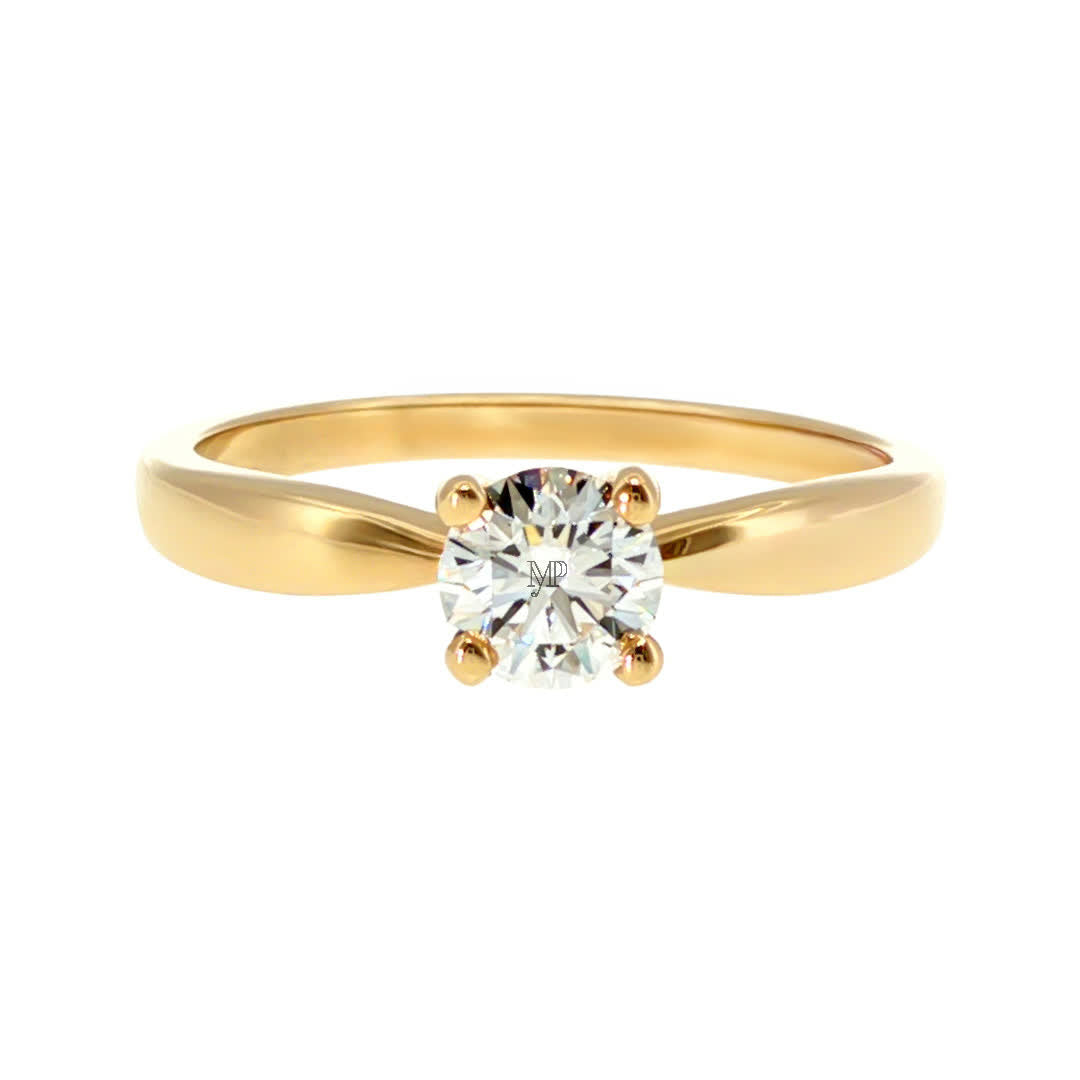 Anillo "Río" oro amarillo 14K, diamante lg 0.38ct H&A IGI