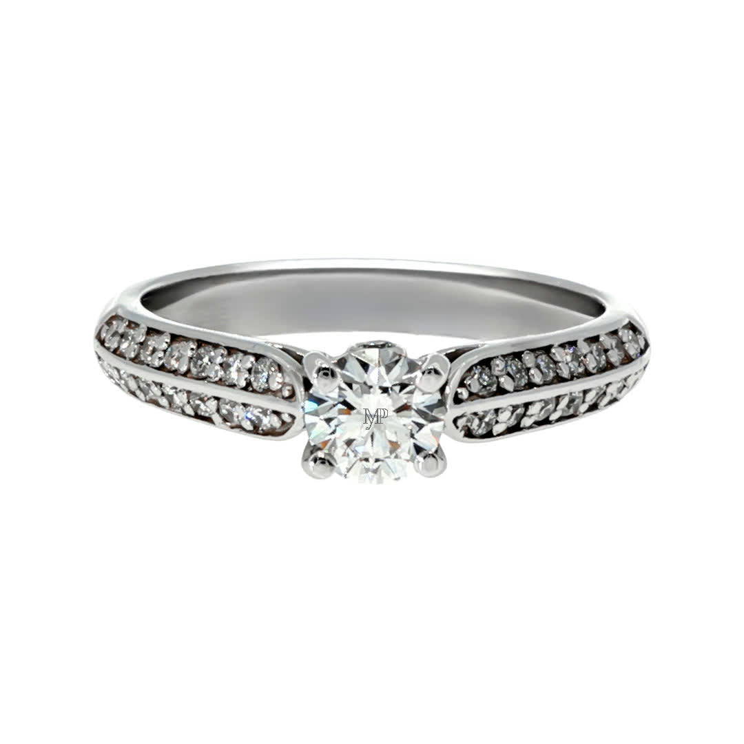 Anillo "Sena" oro blanco 14K, diamante lg 0.31ct H&A IGI