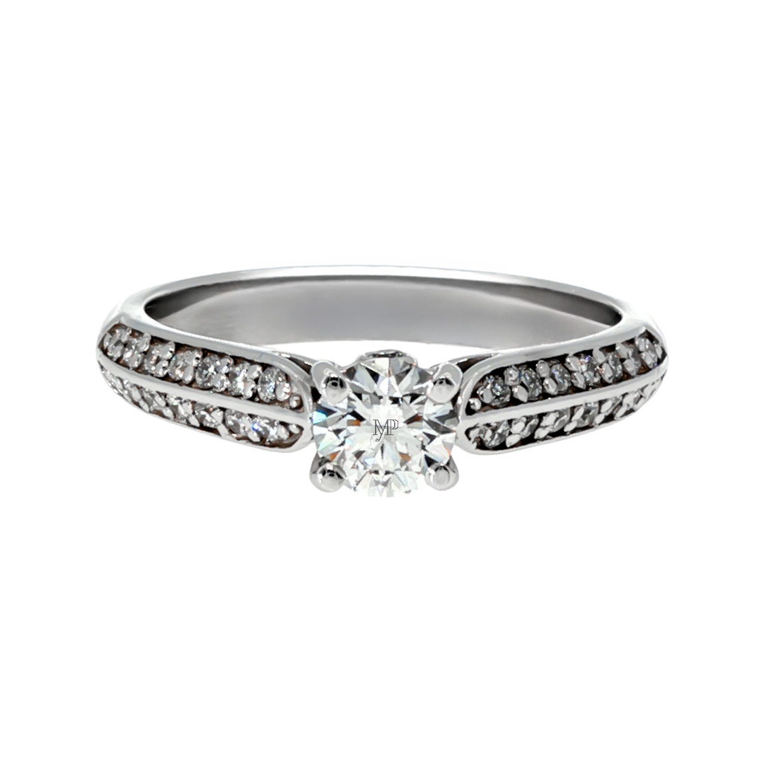 Anillo "Sena" oro blanco 14K, diamante lg 0.31ct H&A IGI