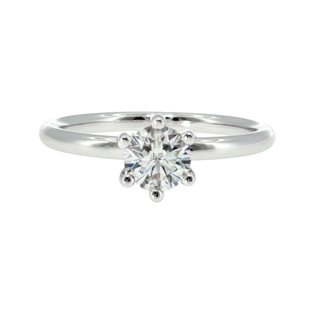 Anillo "Nilo 6" oro blanco 14K, diamante lg 0.51ct H&A IGI