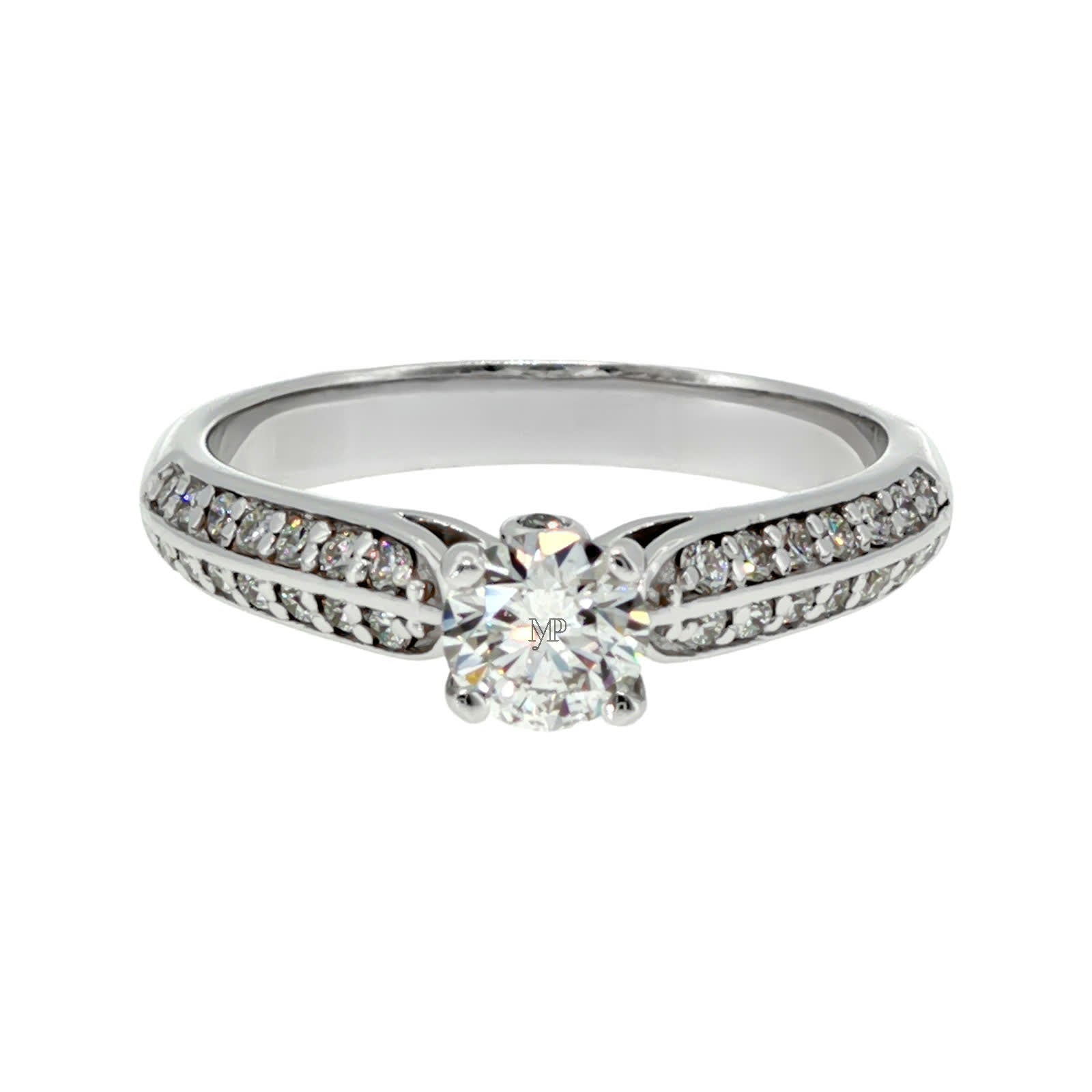 Anillo "Sena" oro blanco 14K, diamante lg 0.32ct H&A IGI