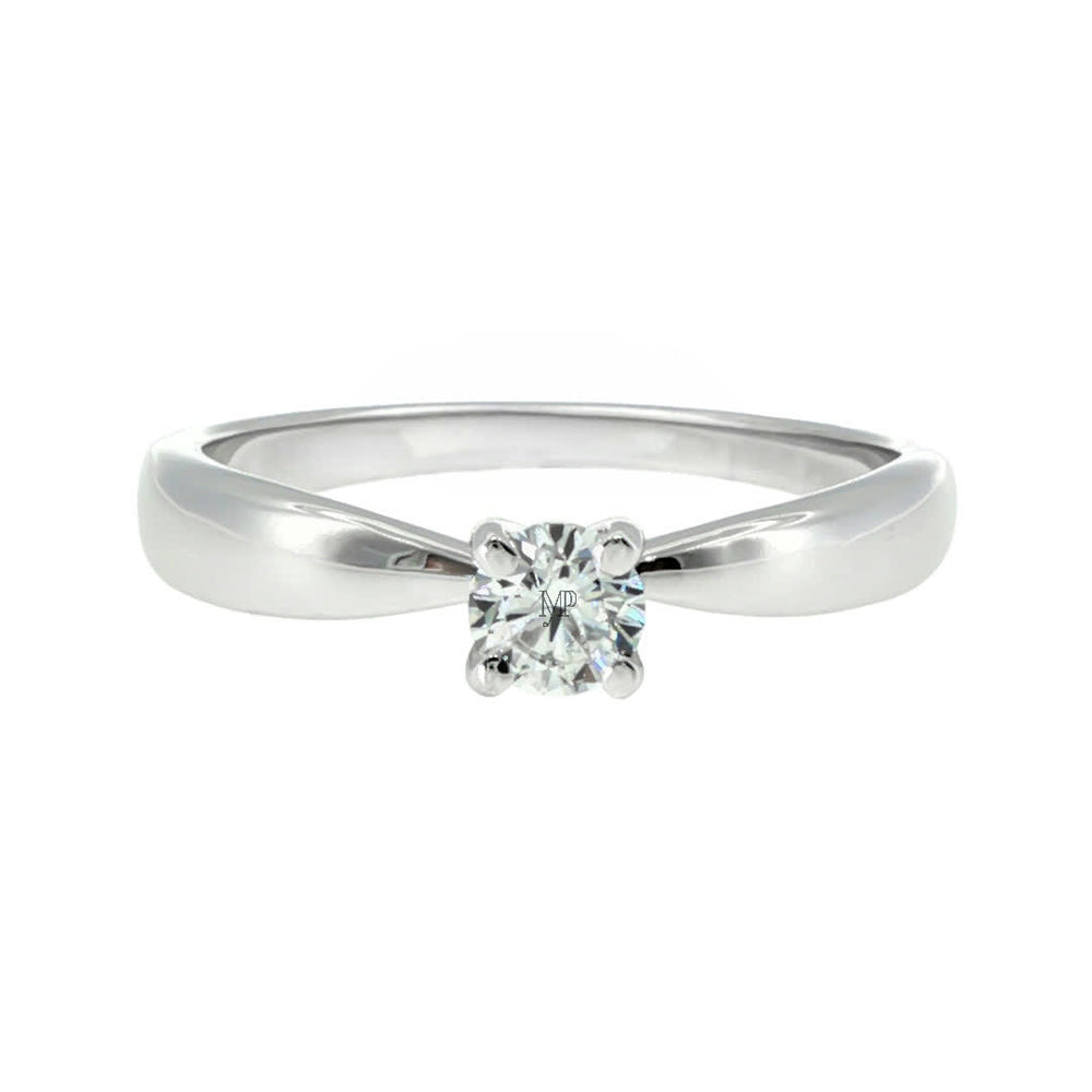 Anillo "Río" oro blanco 14K, diamante lg 0.24ct Bluish