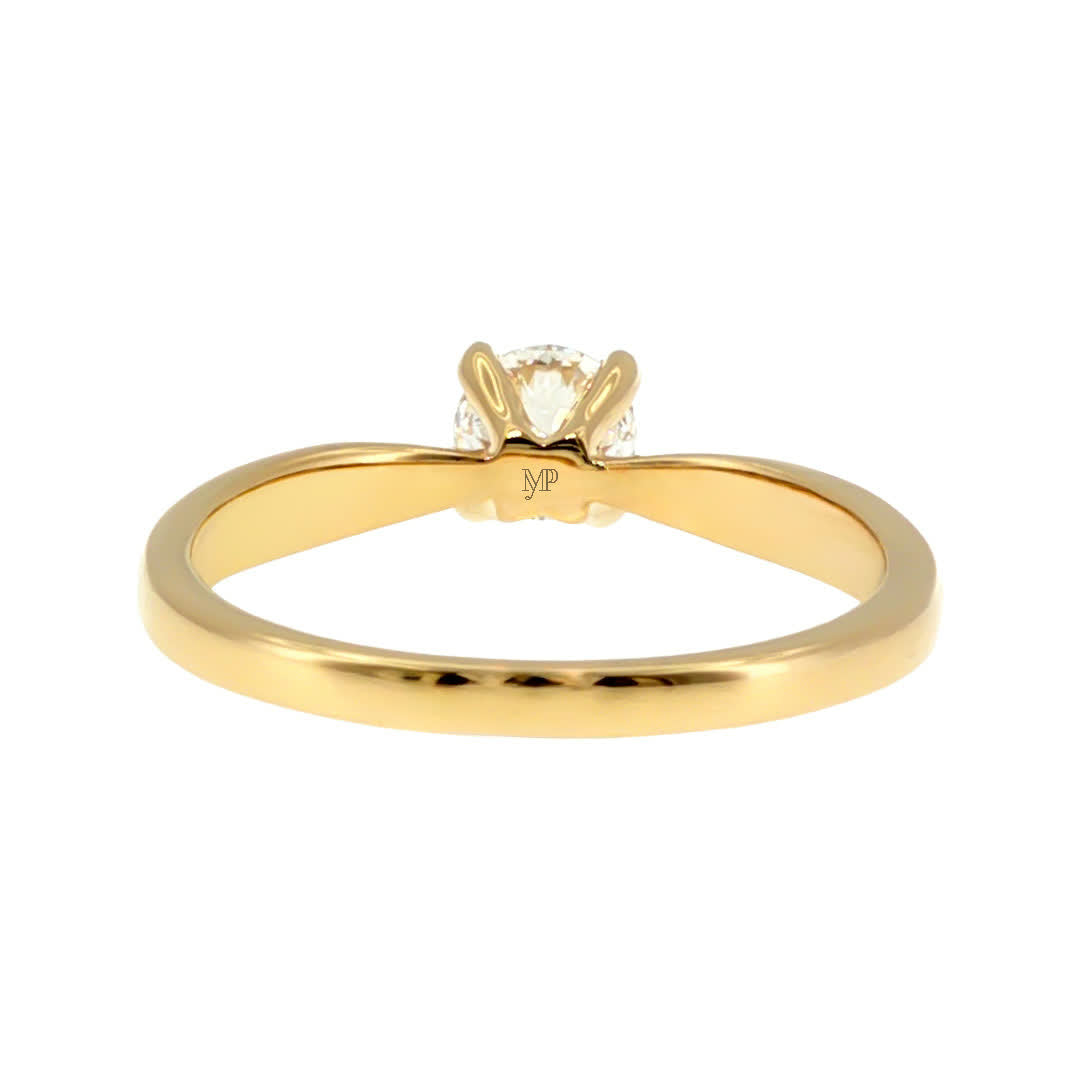 Anillo "Río" oro amarillo 14K, diamante lg 0.38ct H&A IGI