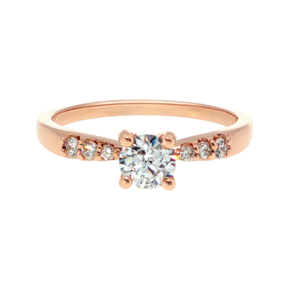 Anillo "Río L" oro rosa 14K, diamante lg 0.36ct