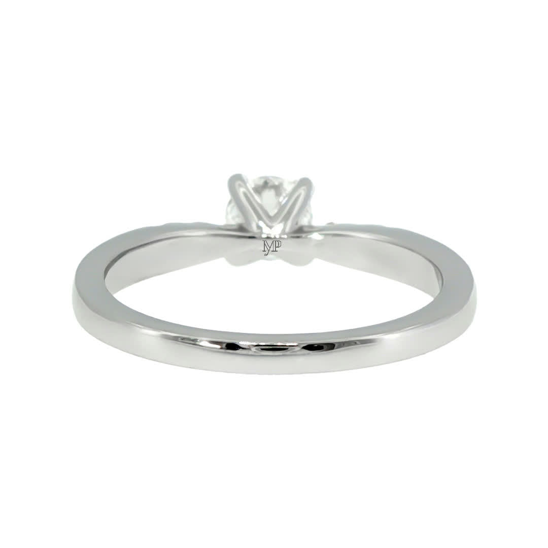 Anillo "Río L" oro blanco 14K, diamante lg 0.41ct H&A IGI