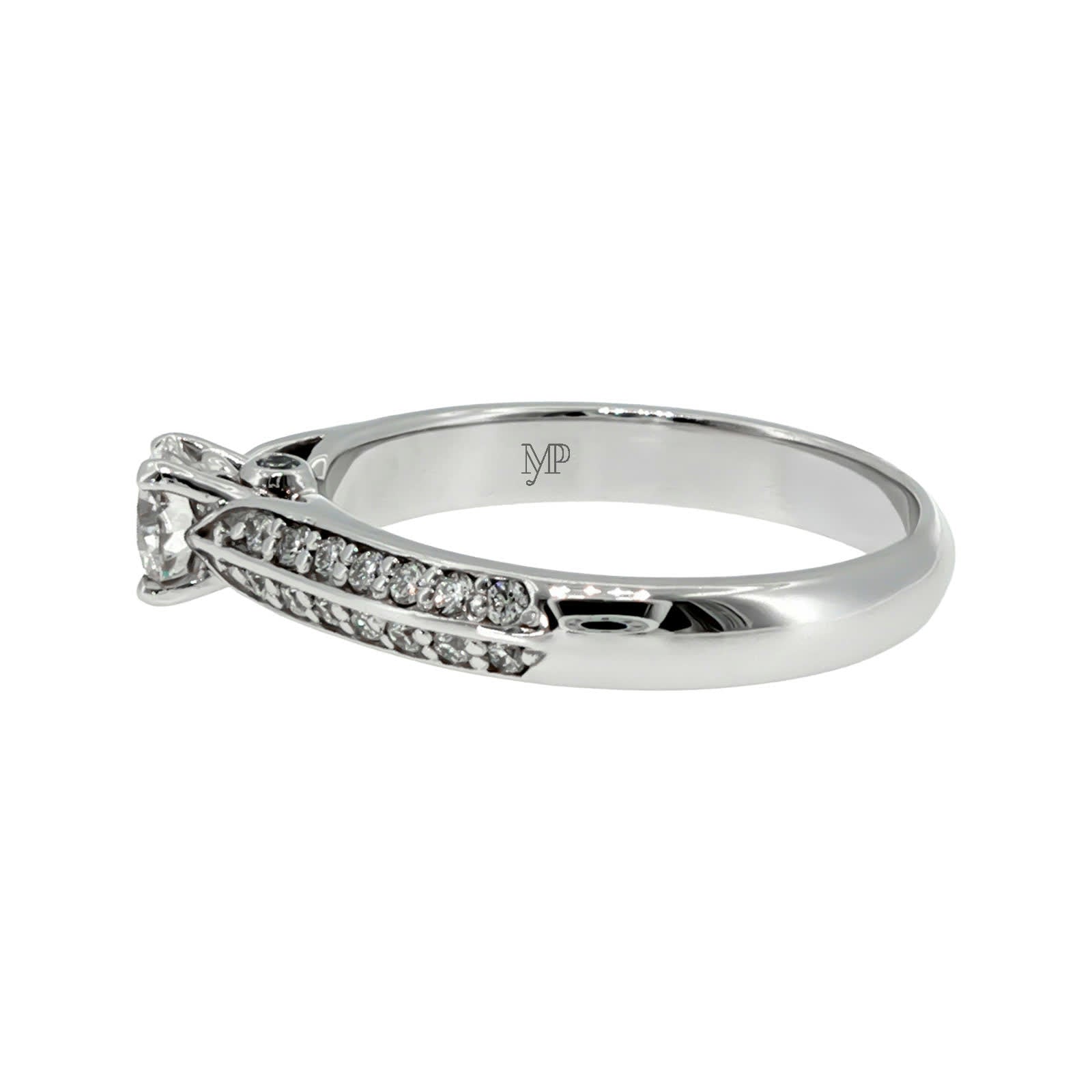 Anillo "Sena" oro blanco 14K, diamante lg 0.32ct H&A IGI