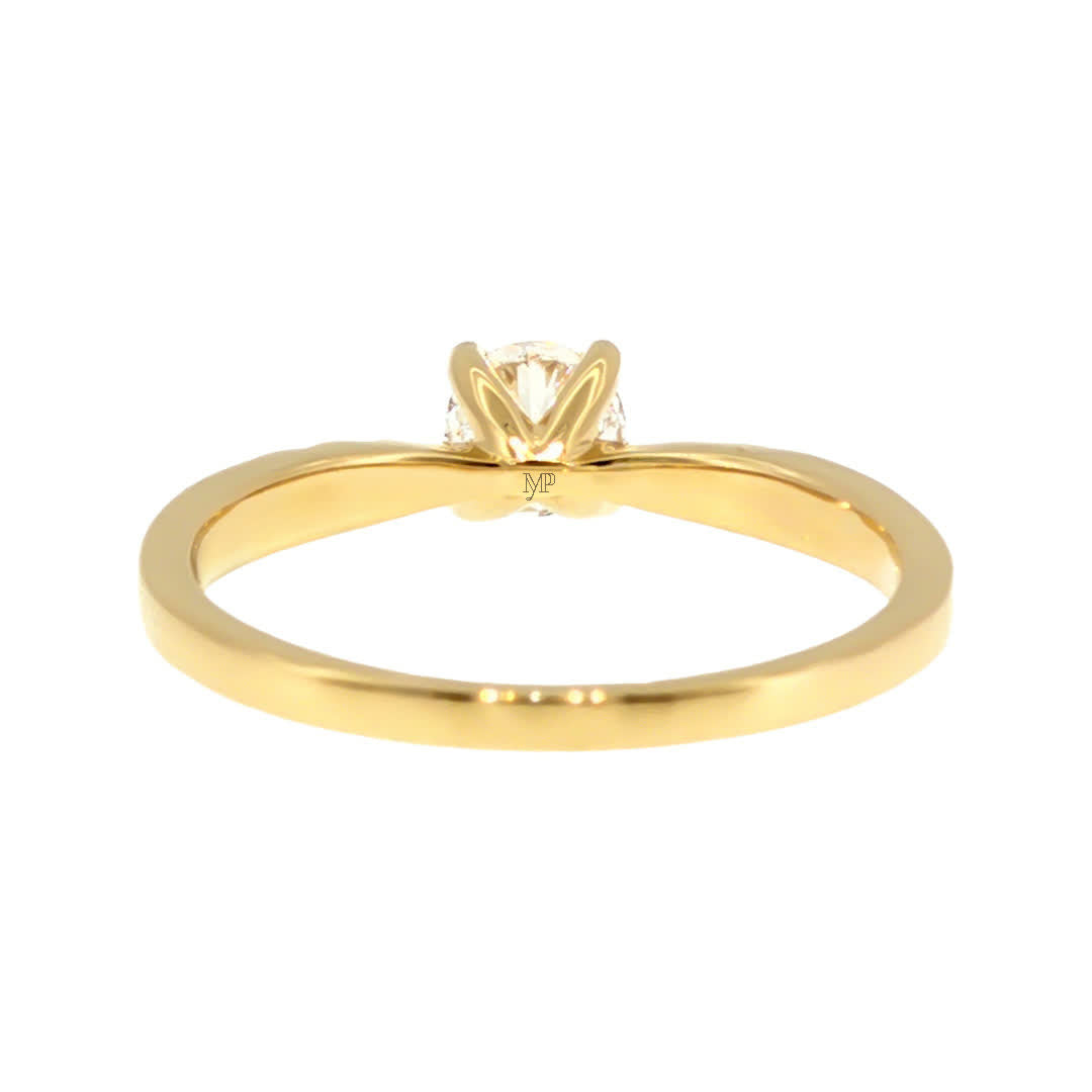 Anillo "Río L" oro amarillo 14K, diamante lg 0.41ct H&A IGI