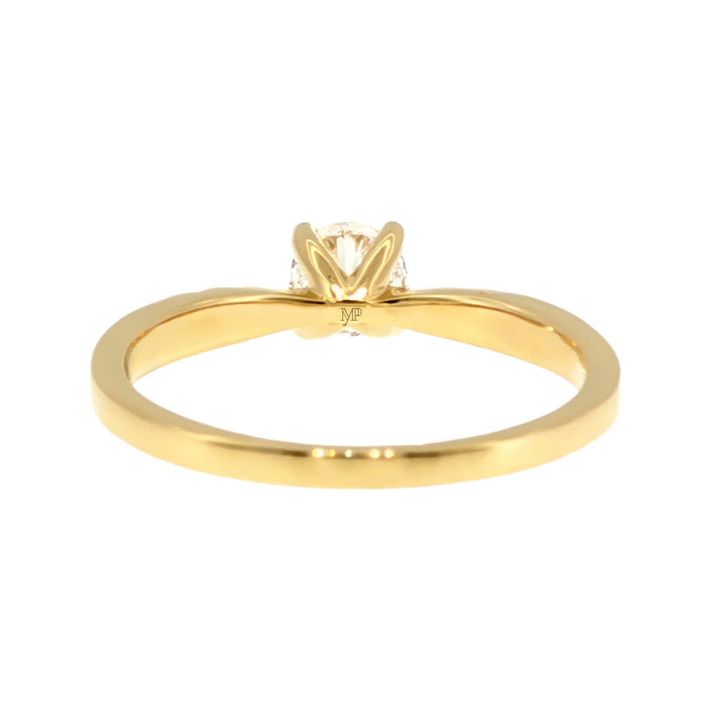 Anillo "Río L" oro amarillo 14K, diamante lg 0.41ct H&A IGI