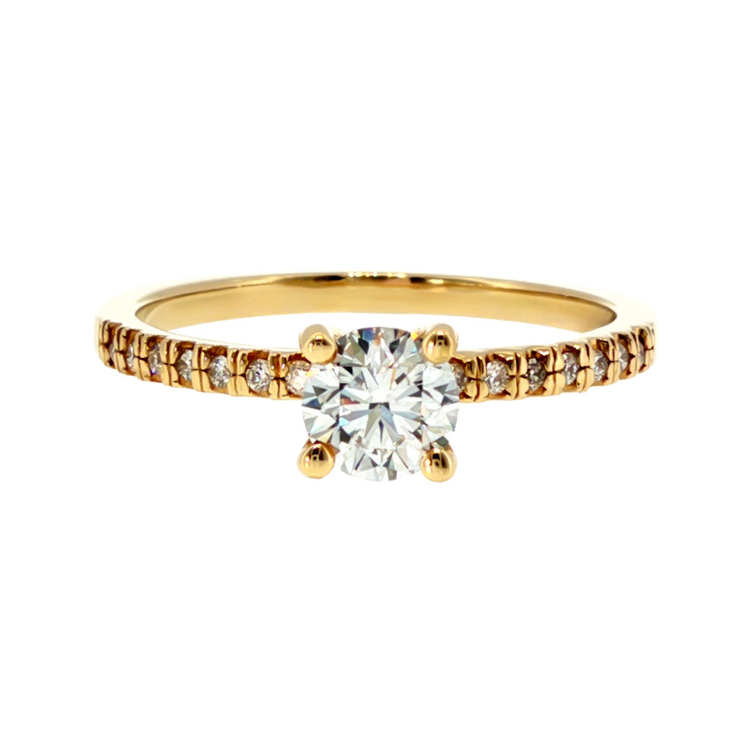 Anillo "Nilo L" oro amarillo 14K, diamante lg bluish 0.48ct