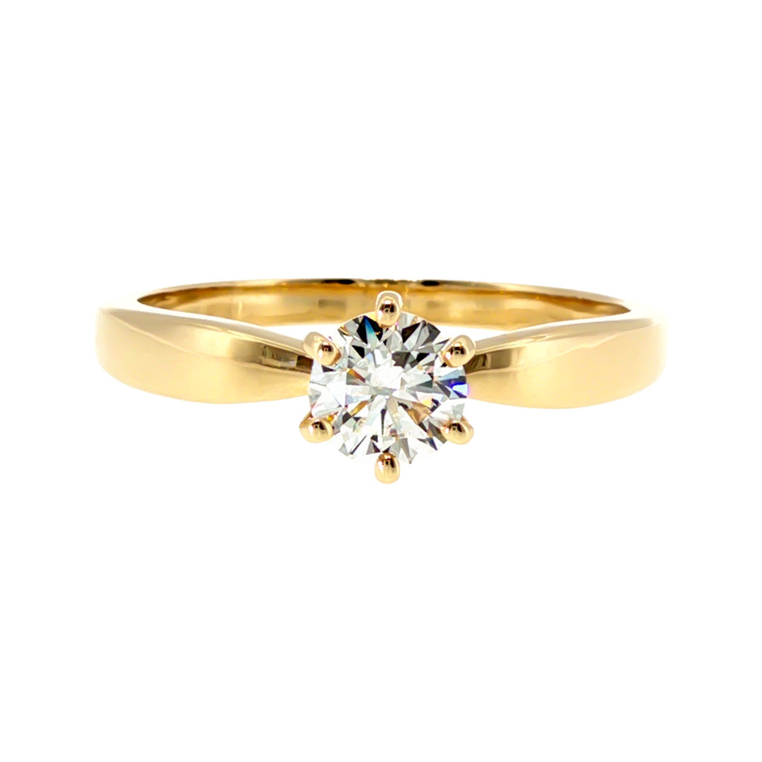 Anillo "Río 6 uñas" de oro amarillo 14K, diamante lg 0.50ct H&A IGI
