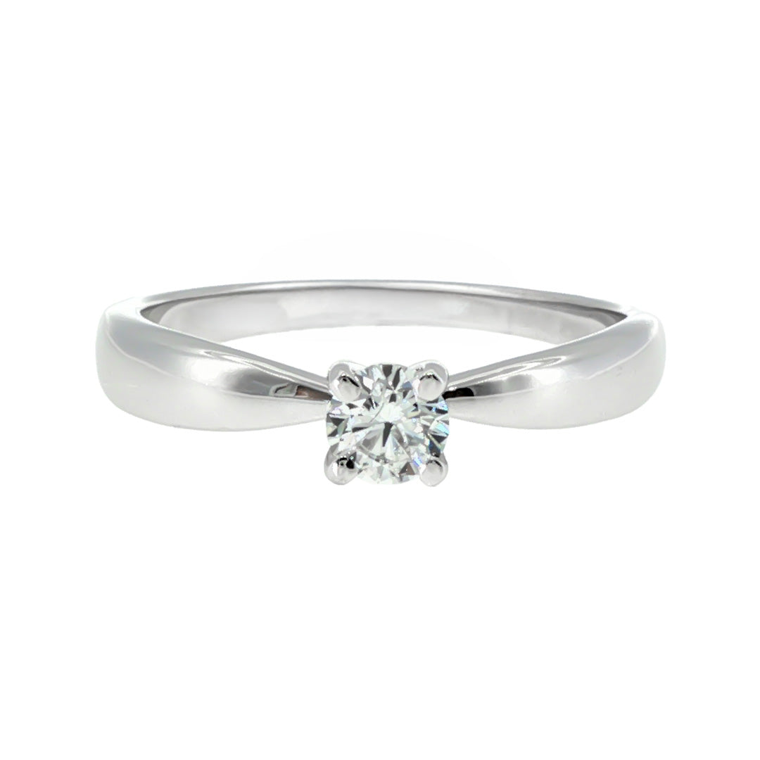Anillo "Río" oro blanco 14K, diamante lg 0.24ct Bluish