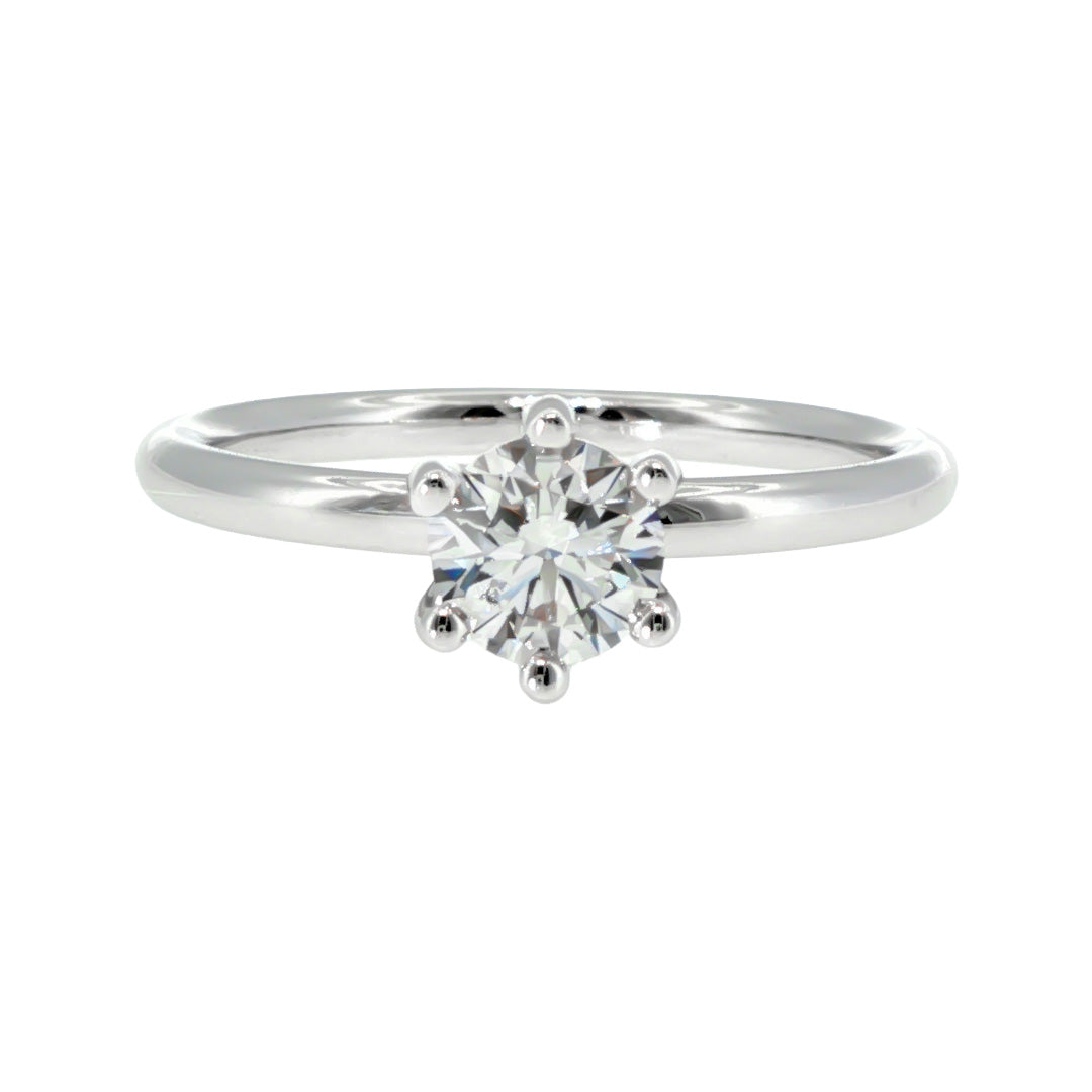 Anillo "Nilo 6" oro blanco 14K, diamante lg 0.51ct H&A IGI