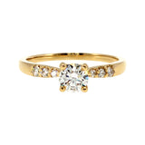 Anillo "Río L" oro amarillo 14K, diamante lg 0.41ct H&A IGI