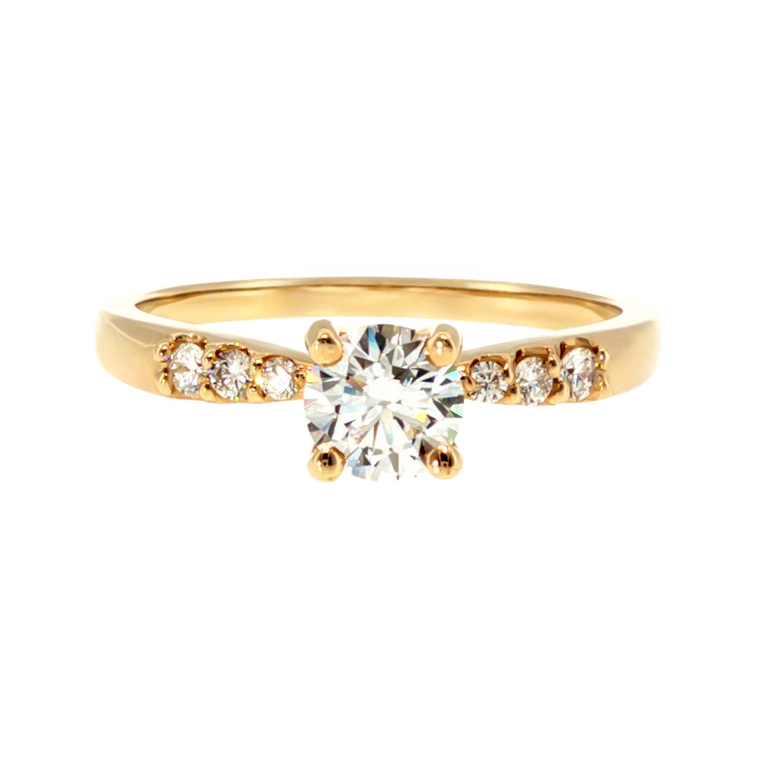 Anillo "Río L" oro amarillo 14K, diamante lg 0.43ct H&A IGI