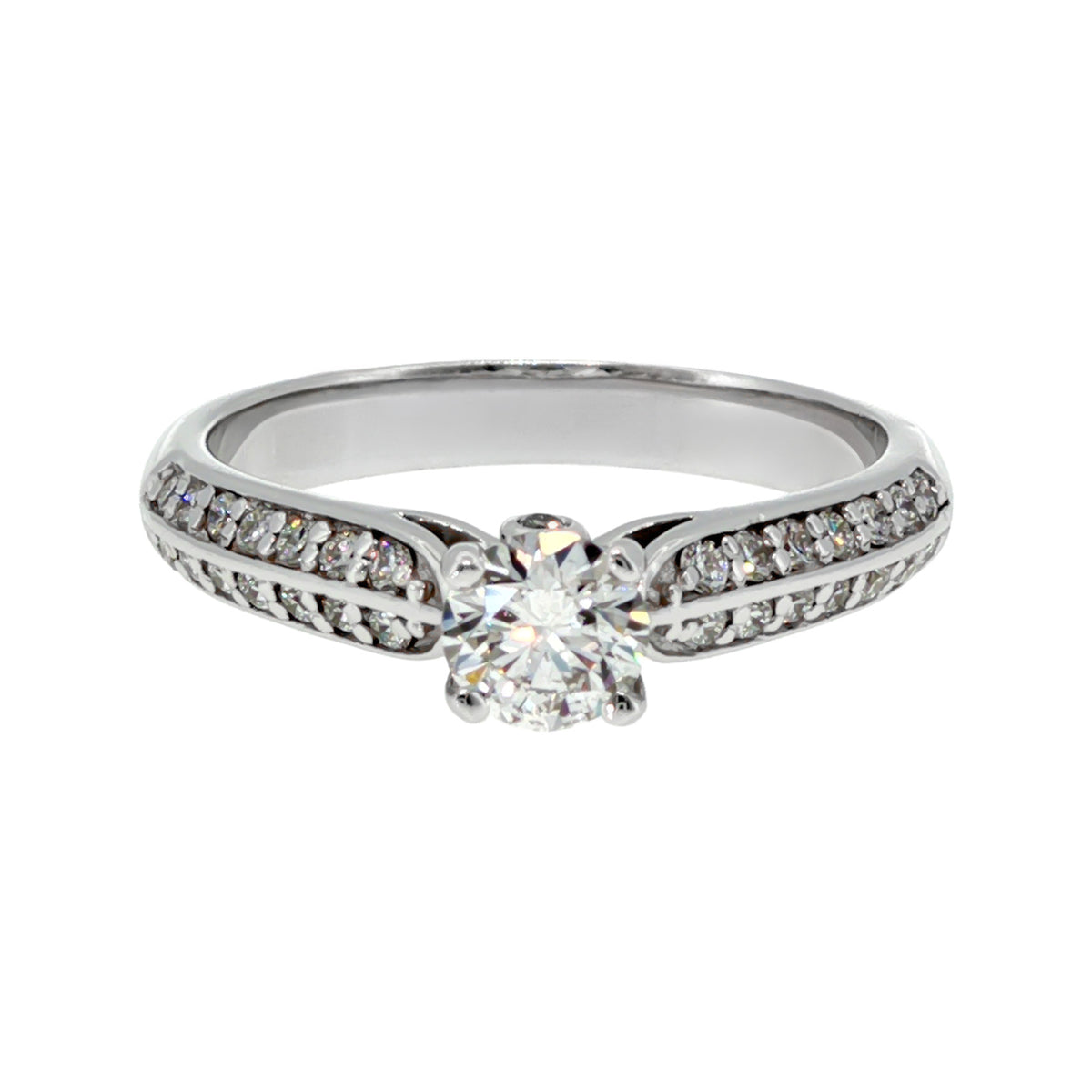 Anillo "Sena" oro blanco 14K, diamante lg 0.32ct H&A IGI