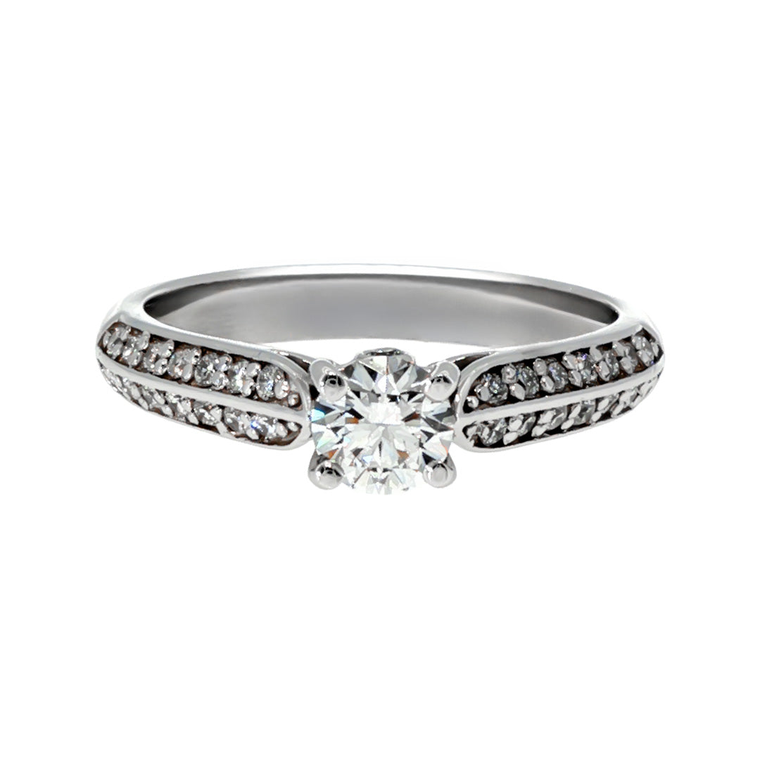 Anillo "Sena" oro blanco 14K, diamante lg 0.31ct H&A IGI