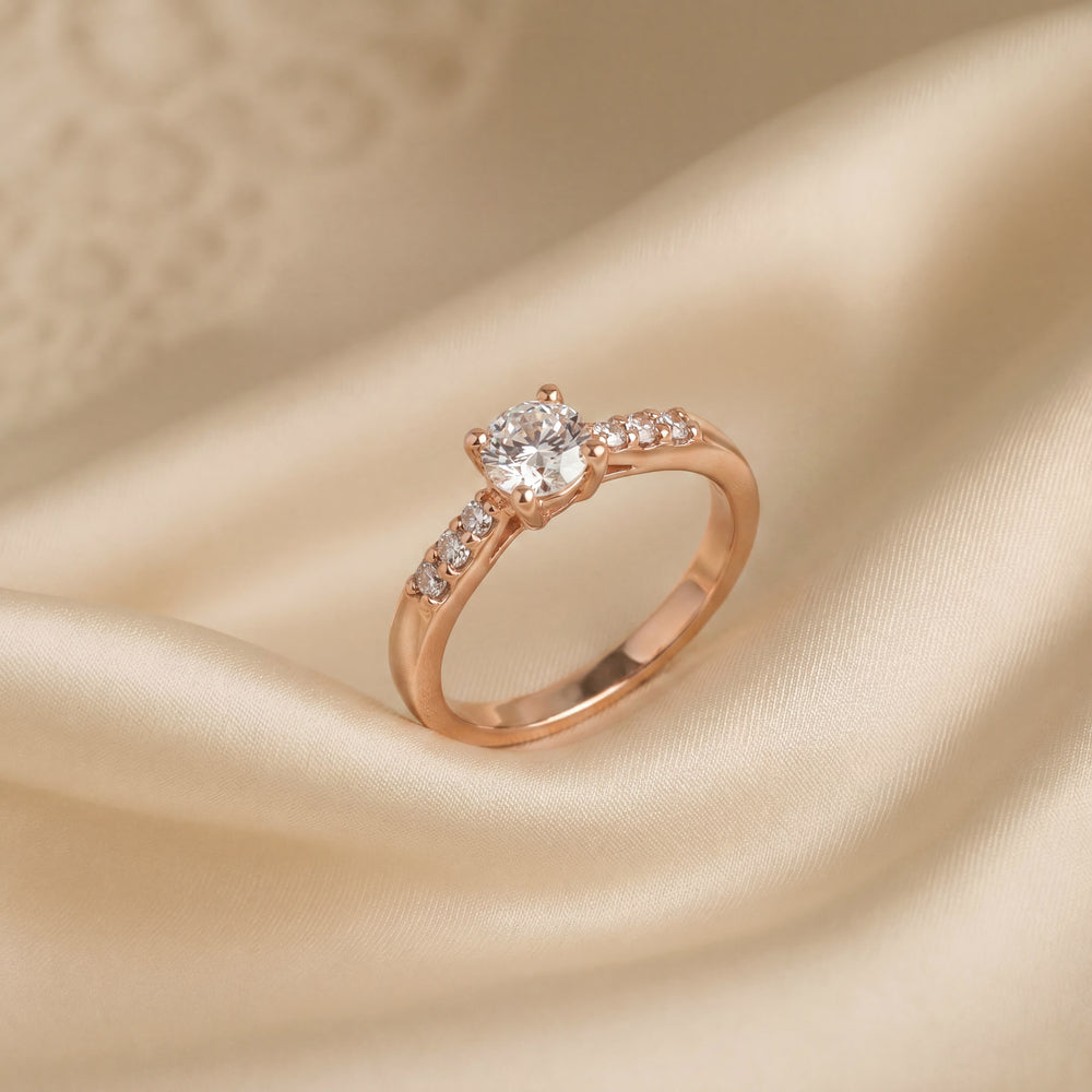 Anillo "Río L" oro rosa 14K, diamante lg 0.36ct