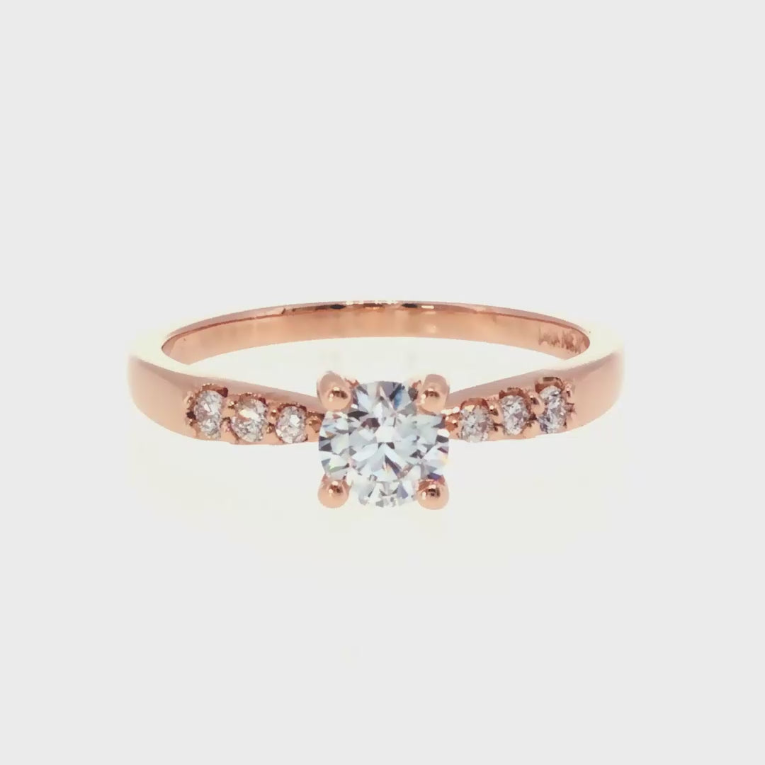 Anillo "Río L" oro rosa 14K, diamante lg 0.36ct