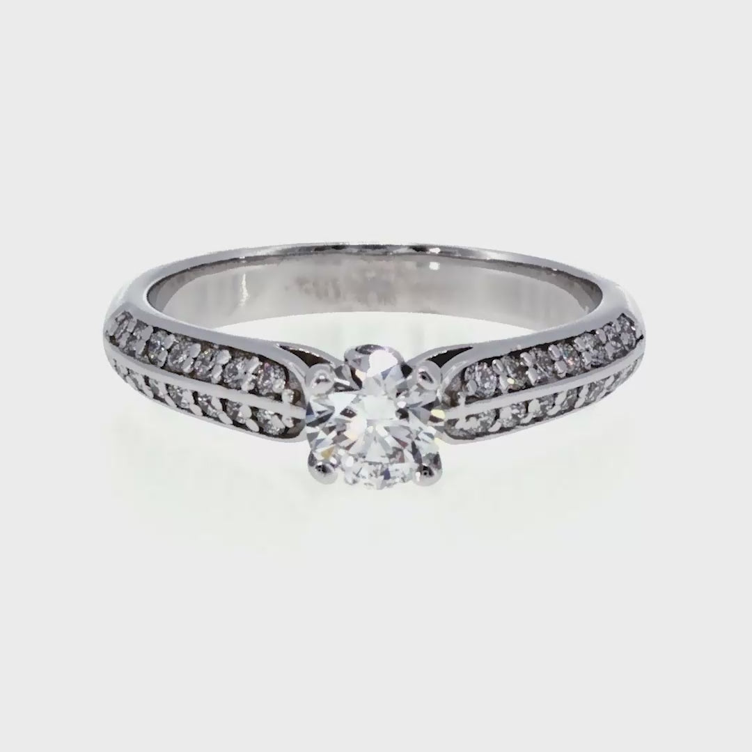 Anillo "Sena" oro blanco 14K, diamante lg 0.32ct H&A IGI