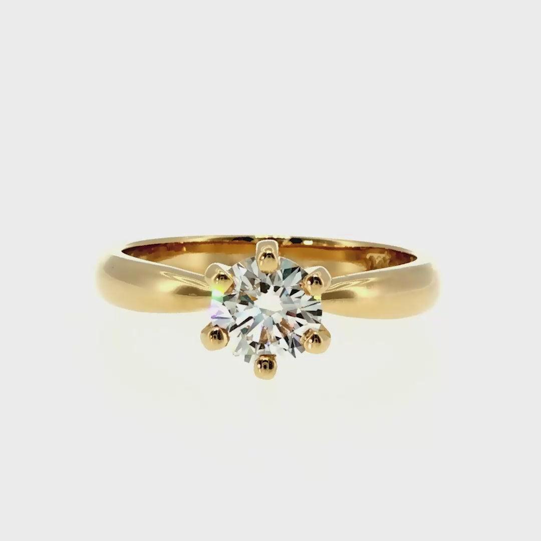 Anillo "Río 6" oro amarillo 14K, diamante lg 0.72ct H&A IGI
