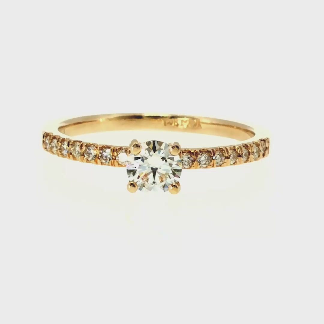 Anillo "Nilo L" oro amarillo 14K con diamante nat 0.30ct GIA