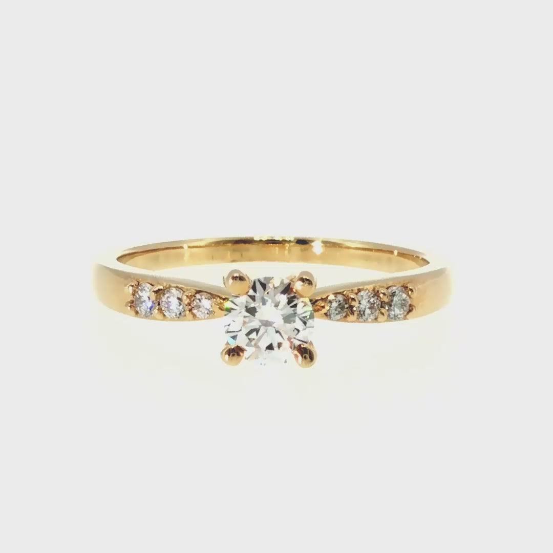 Anillo "Río L" oro amarillo 14K, diamante lg 0.32ct IGI