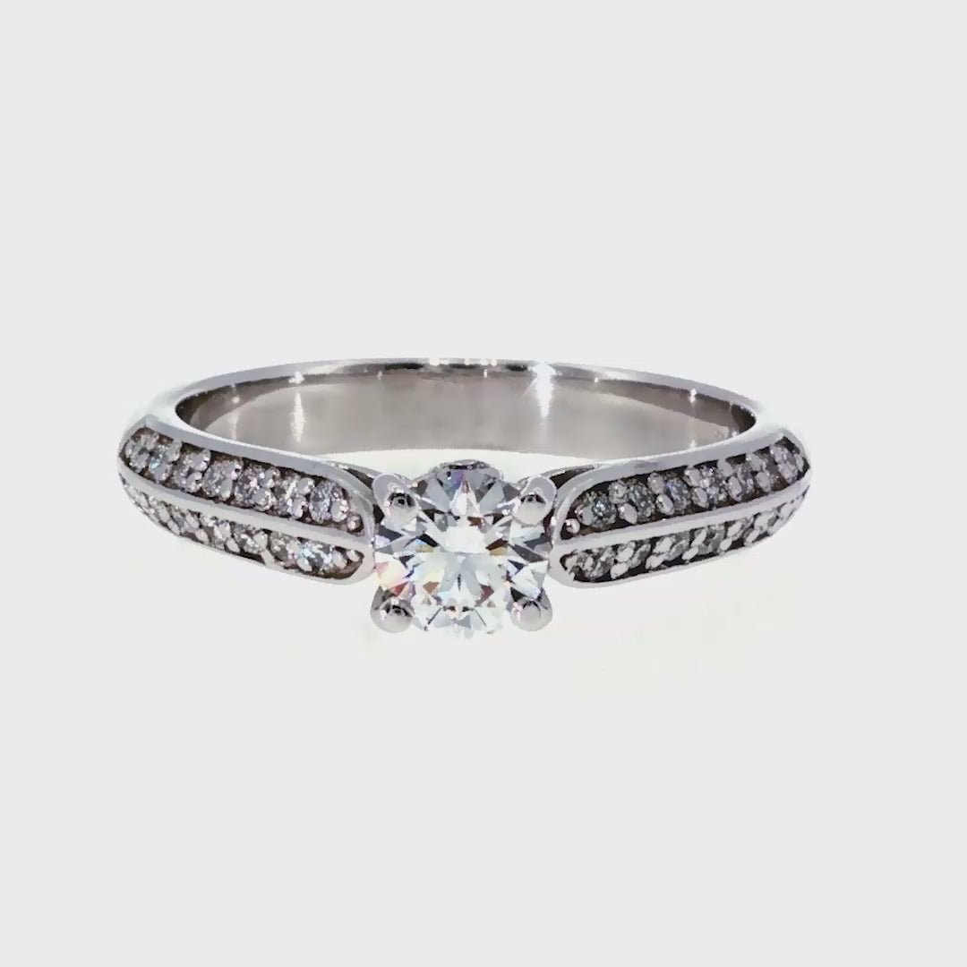 Anillo "Sena" oro blanco 14K, diamante lg 0.31ct H&A IGI