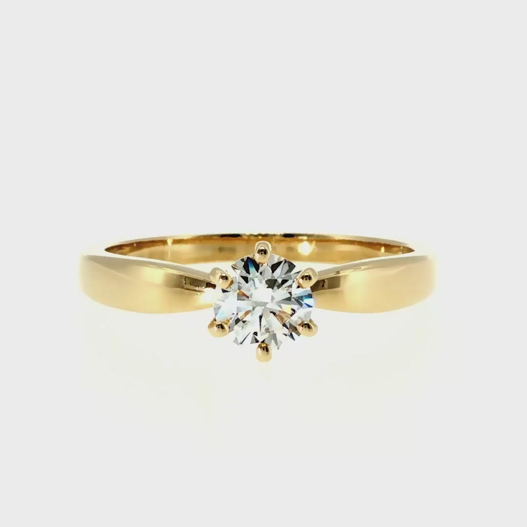 Anillo "Río 6 uñas" de oro amarillo 14K, diamante lg 0.50ct H&A IGI