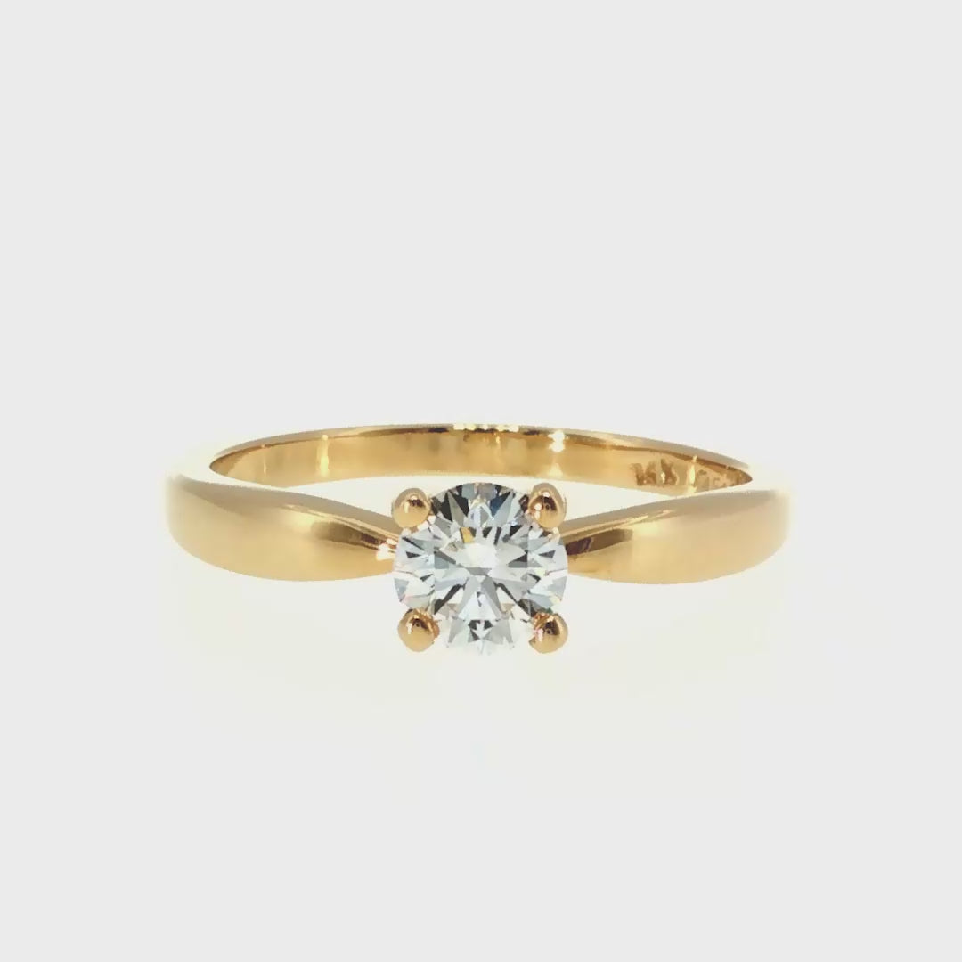 Anillo "Río" oro amarillo 14K, diamante lg 0.38ct H&A IGI