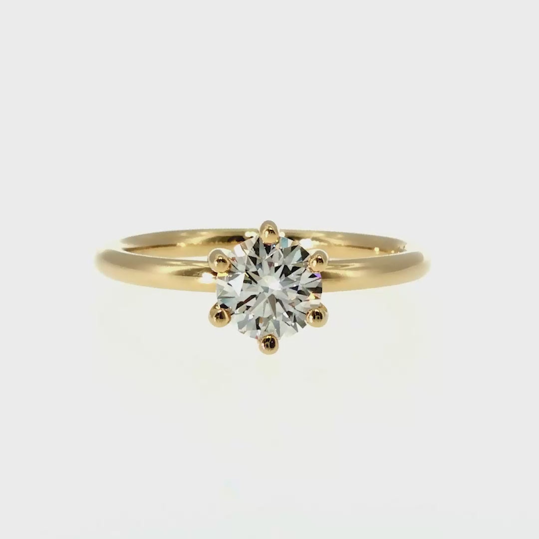 Anillo "Nilo 6 uñas" oro amarillo 14K, diamante lg 0.70ct H&A IGI
